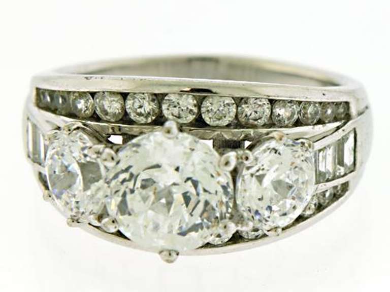 Cubic Zirconia 3 Stone w Channel Set Sides