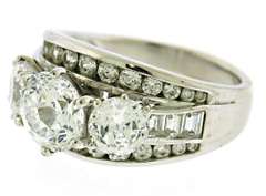 Cubic Zirconia 3 Stone w Channel Set Sides