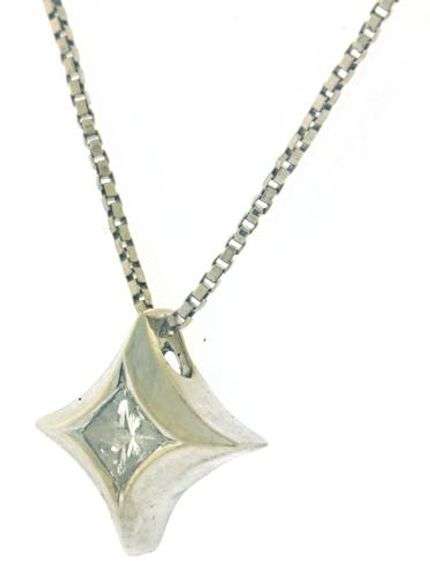 Shining 14kt WG Princess Cut Diamond Necklace and Earrings Set