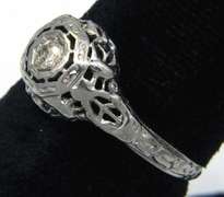 Delicate Art Deco Filigree Diamond Ring