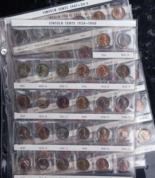 1934 -1974 PDS Red Brown Unc Lincoln Head Cent Collection