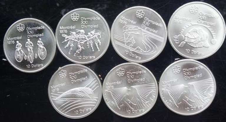 7  1976 $10 Canada Silver Olympic Coins