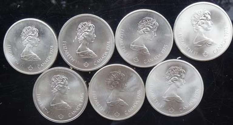 7  1976 $10 Canada Silver Olympic Coins