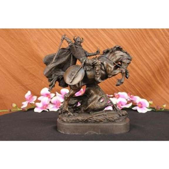 Viking Warrior on Horse Bronze Sculpture