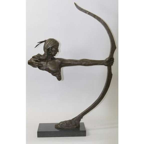Archer Indian Warrior Bronze Sculpture