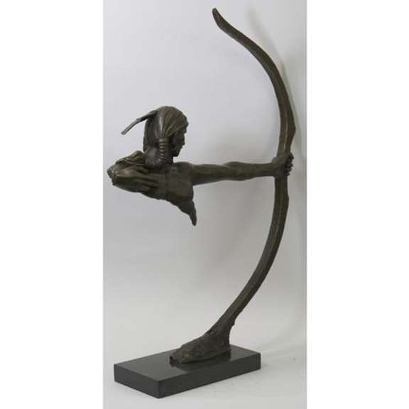 Archer Indian Warrior Bronze Sculpture