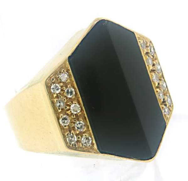 Black Onyx and Diamond Abstract Ring
