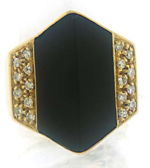 Black Onyx and Diamond Abstract Ring