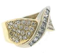 Elegant Princess & RBC Diamond Crossover Ring