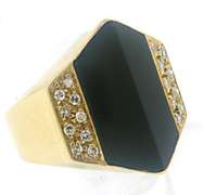 Black Onyx and Diamond Abstract Ring