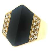 Black Onyx and Diamond Abstract Ring