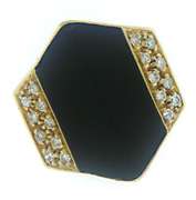 Black Onyx and Diamond Abstract Ring
