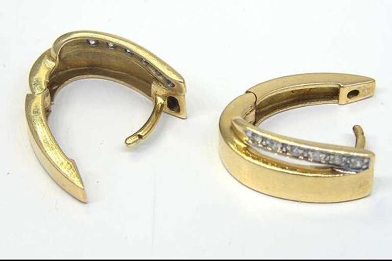 Classy Diamond Hinged Hoop Earrings