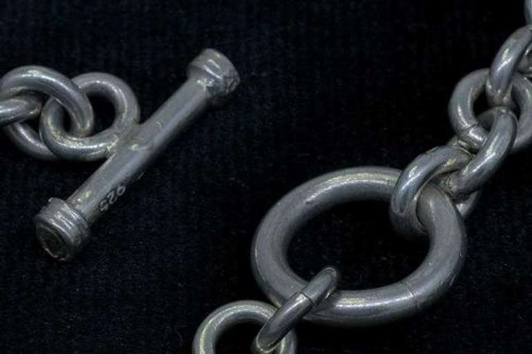 Sterling Large-Link Toggle Bracelet with Heart Charm