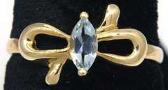 Cute Aquamarine Bow Ring in Gold