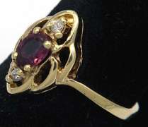 Vintage Ruby & Diamond Ring in Gold