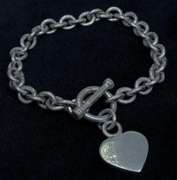 Sterling Large-Link Toggle Bracelet with Heart Charm