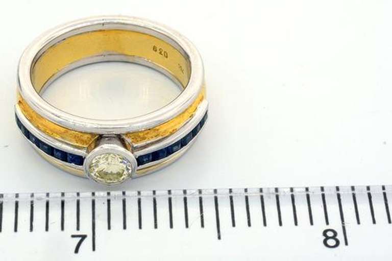 Italian 18KT Duo-Tone Diamond & Sapphire Band