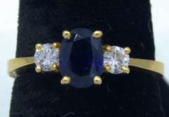 1CT Sapphire & 0.30CTW Diamond Ring in 18KT Gold