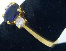 1CT Sapphire & 0.30CTW Diamond Ring in 18KT Gold