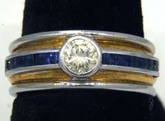 Italian 18KT Duo-Tone Diamond & Sapphire Band