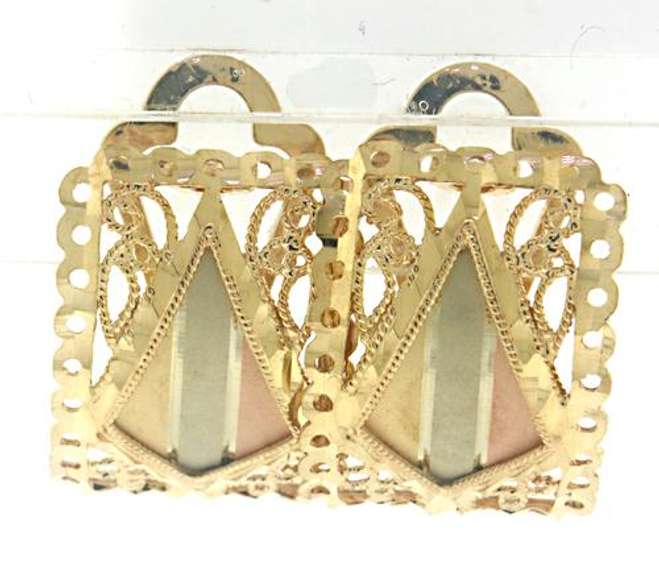14kt Filigree 3 Tone Earrings