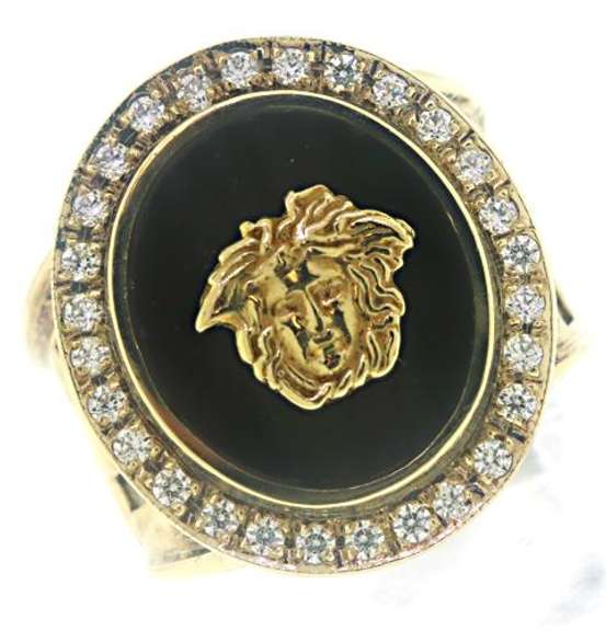 Versace Style Black Onyx & CZ Ring