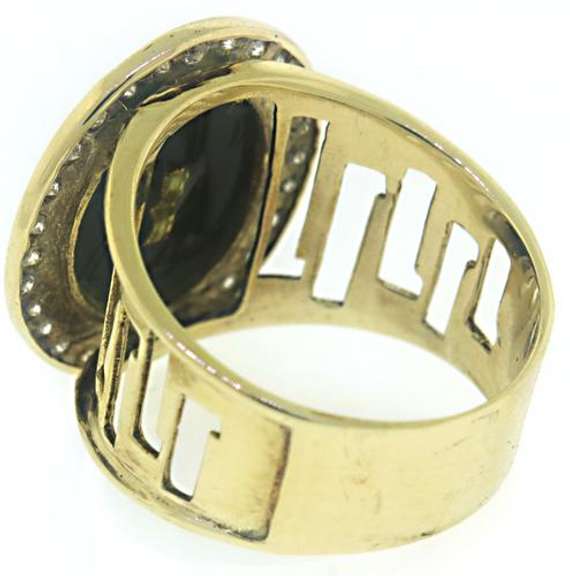 Versace Style Black Onyx & CZ Ring