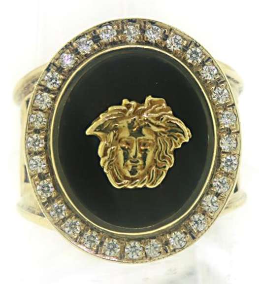 Versace Style Black Onyx & CZ Ring