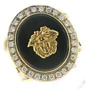 Versace Style Black Onyx & CZ Ring