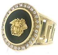 Versace Style Black Onyx & CZ Ring