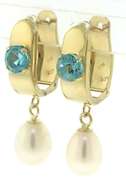 Beautiful Blue Topaz Pearl Drop Earrings