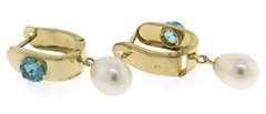 Beautiful Blue Topaz Pearl Drop Earrings
