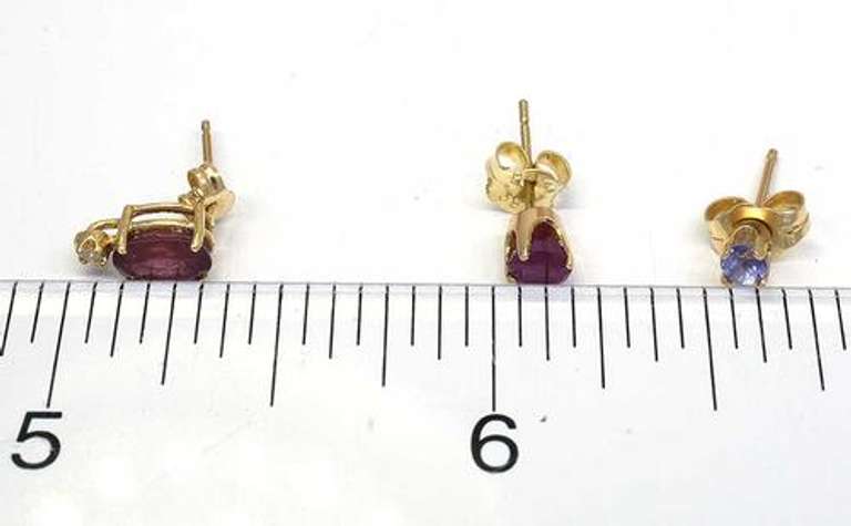 Lot of 2 Pairs and 1 Earring, Tanzanite & Ruby