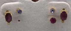 Lot of 2 Pairs and 1 Earring, Tanzanite & Ruby