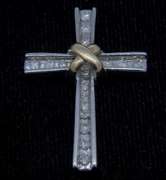 Diamond & Two-Tone Gold Cross Slide Pendant