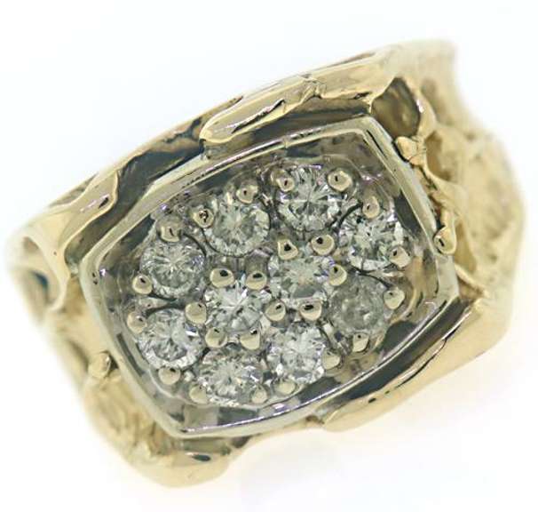 Handsome 14kt YG Gents' Diamond Cluster on Openwork Nugget Ring