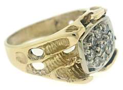 Handsome 14kt YG Gents' Diamond Cluster on Openwork Nugget Ring