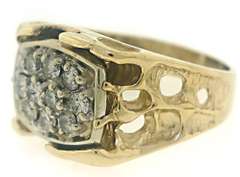 Handsome 14kt YG Gents' Diamond Cluster on Openwork Nugget Ring