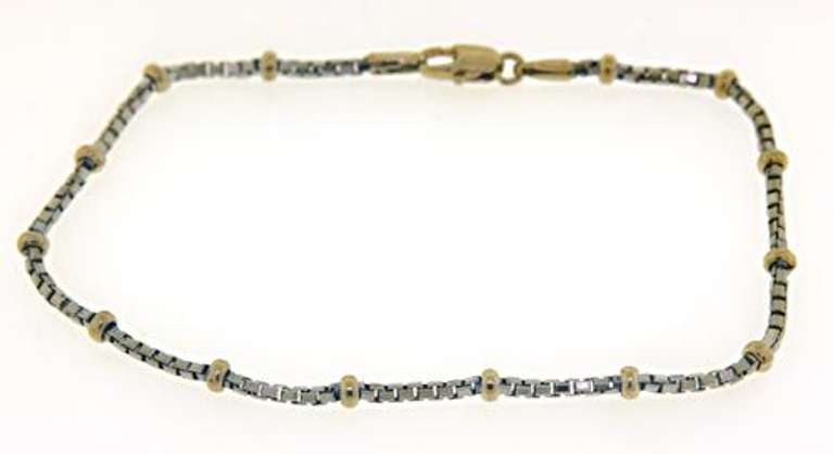 Box Chain with Bead Station Chain Bracelet
