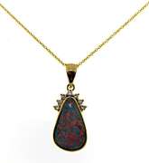 Beautiful Opal and Diamond Free Form Pendant Necklace