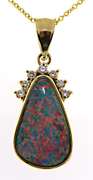 Beautiful Opal and Diamond Free Form Pendant Necklace