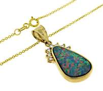 Beautiful Opal and Diamond Free Form Pendant Necklace