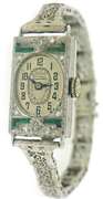Vintage Synthetic Emerald and Diamond Watch