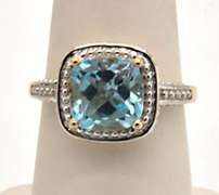LADIES 10KT YELLOW GOLD BLUE TOPZ RING.