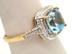 LADIES 10KT YELLOW GOLD BLUE TOPZ RING.