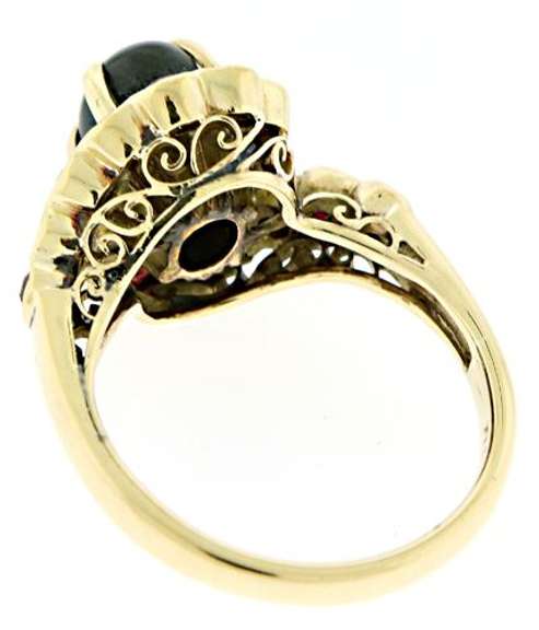 Black Sapphire and Ruby Swirl Ring