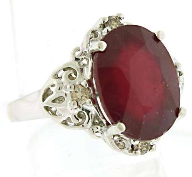 Lead Treated Ruby w Diamond Ring