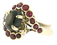 Black Sapphire and Ruby Swirl Ring