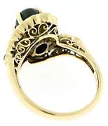 Black Sapphire and Ruby Swirl Ring